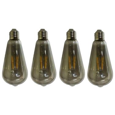 Imagem de Lampada Led Multi Filamento Fume Vintage 30w Kit 4 Uni Decoraçao Iluminaçao Sala Quarto Varanda Casa Branco Quente