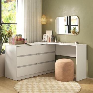 Imagem de Penteadeira De Canto 120cm 6 Gavetas Multimóveis Mp4404 Branco - MULTI