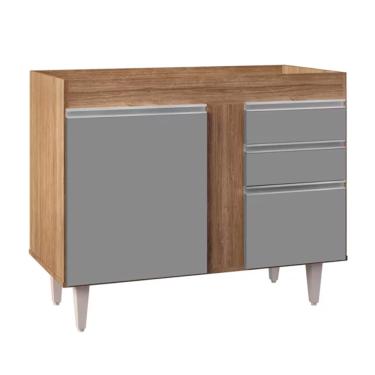 Imagem de Balcão de Cozinha Lavanderia Sem Tampo 02 Gavetas Bia Castanho e Cinza 100 Cm - D'Rossi