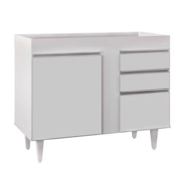 Imagem de Balcão de Cozinha Lavanderia Sem Tampo 02 Gavetas Bia Branco 100 Cm - D'Rossi