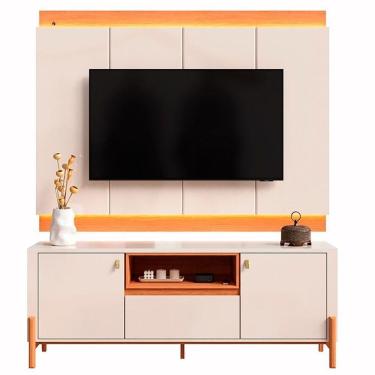 Imagem de Rack Bancada Com Painel Para Tv De Até 75 100% Mdf Holanda Jequitiba-off White