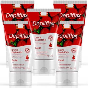 Imagem de Kit 5 Creme Depilatório Facial Morango Depilflax 50G