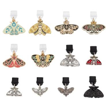 Imagem de PH PandaHall Pingentes de mariposa esmaltados, 12 peças, 12 estilos, 1-1,2 pol, protetor de porta de inseto, tipo C, plugue de porta de carregamento, borboleta, móbil, plugues à prova de poeira para a