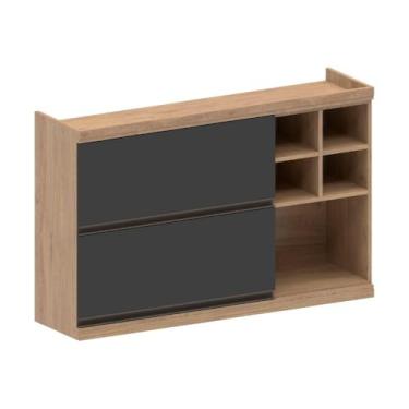 Imagem de Armário Aéreo 2portas Basc 5nichos Grafite Moderna Bertolini