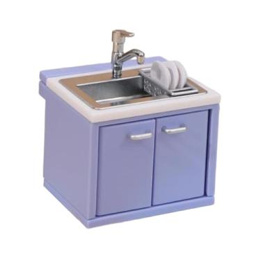 Imagem de Almencla Móveis para Casa de Bonecas em Escala 1:12, Mini Cozinha, Móveis para Casa, Mini Balcão Realista para Decoração de Micro Paisagens, Modelo DIY, Mesa de Pia