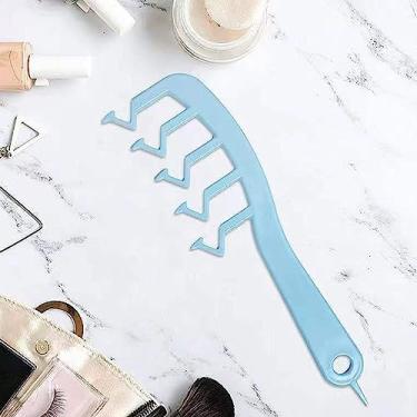 Imagem de Phefop Pente de Cabelo Desembaraçador Em Forma de Z, Ferramenta Portátil de Estilo para Salão de Beleza, Plástico, Roxo/azul/rosa, Adequado para Todos Os Tipos de Cabelo, Pacote Com 3 (Azul)