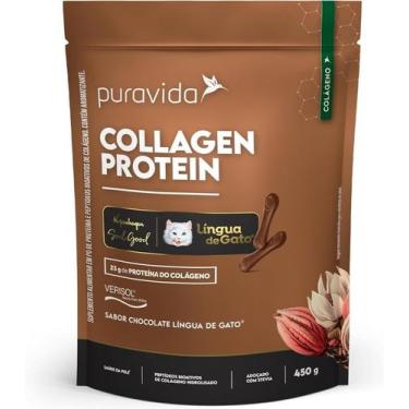 Imagem de Collagen Protein (450g) Chocolate (língua de gato) - Puravida