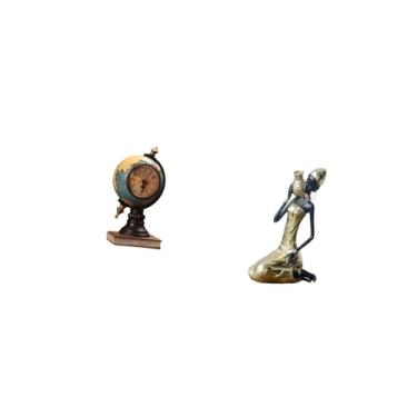 Imagem de Fenteer Relógio de Mesa Moderno em Forma de Globo Terrestre, Peça de Colecionador, Artesanato Artístico, Ornamento para Prateleira, Escritório, Lareira, Quart