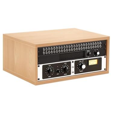 Imagem de AceOrbit Rack de estúdio de madeira 4U para Pro Audio Gear 4u estojo de áudio em acabamento de carvalho compacto e eficiente armazenamento de mesa protege equipamentos, controle de estúdio, uso