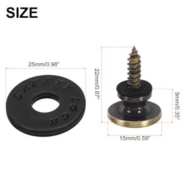 Imagem de Generic Alça de guitarra com trava de botão de baixo fivela de botão de design duplo sistema de retenção de alça de metal com arruelas pretas para ukulele de guitarra (pacote com 2 bronze)