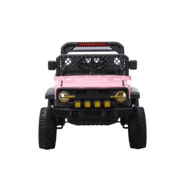 Imagem de Jipe Elétrico Infantil Bang Toys N6 Com Controle Remoto Rosa 12v