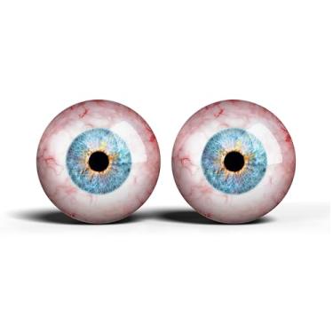 Imagem de Olhos de artesanato de vidro realistas de 2,5 cm, design de íris humana azul e cinza, conjunto de 2 peças, suprimentos para taxidermia e fabricação de bonecas - ONE POLEGADAS 25 mm (45-2-25)