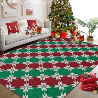 Imagem de GarveeHome Tapete de Natal 20 x 25 cm, antiderrapante, lavável à máquina, tapete grande para decoração de férias, tapetes geométricos para sala de estar, quarto, sala de jantar, estampa de Natal