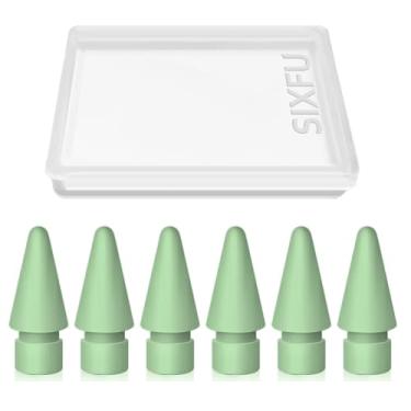 Imagem de Pacote com 6 pontas para Apple Pencil, ponta de caneta Apple compatível com iPad Pencil com capa para Apple Pencil Pro/USB-C/ iPencil/1ª geração/2ª geração (verde)