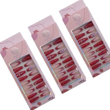 Imagem de Kit Unhas Postiças Vermelho Lindo - Royal, 72