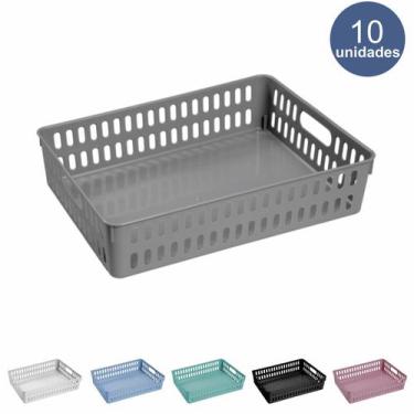 Imagem de Cesto Decorativo Caixa Organizadora Grande - Kit Com 10 Organizador Co