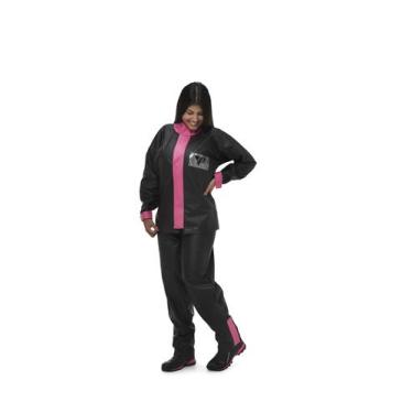 Imagem de Conjunto Capa De Chuva Pvc Feminina Pantaneiro Moto Motoboy, Preto e R