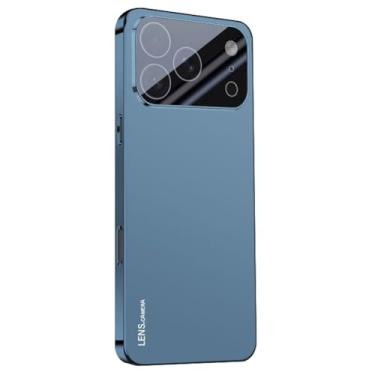Imagem de HAOMRIYL Capa fina para iPhone 17 Pro Max/17 Pro/17, proteção total da lente antirarranhões, capa fina minimalista rígida para PC, azul, 17