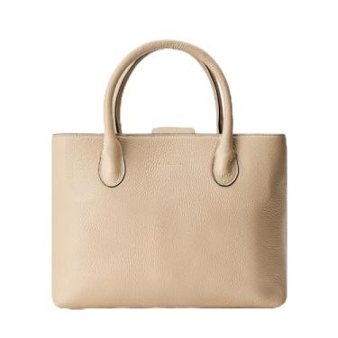Imagem de DANEAULT Bolsa London – Bolsa feminina de couro granulado – Alças duplas – Elegante e durável – Sacola de uso diário, Off-white