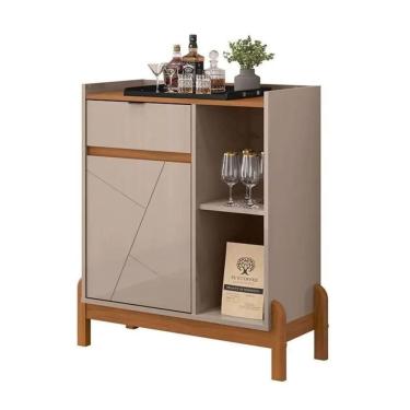 Imagem de Aparador Bari Bar 1 Pt 1 Gav Pes Madeira Off White Cedro