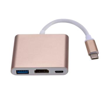 Imagem de Adaptador multiportas USB C Hub com HDMI 4K, USB 3.0, carregamento PD de 100 W compatível com MacBook Pro, Air, conversor AV digital tipo C