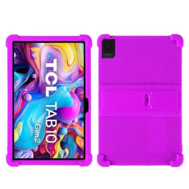 Imagem de QYiiD Capa para tablet TCL TAB 10 NXTPAPER 5G 10,4 polegadas 2025 (9199S), capa de silicone leve para crianças macia e com suporte dobrável para TCL Tab 10 Gen 2 (8196G/8496G) 10,4 polegadas, roxo