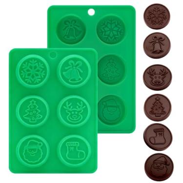 Imagem de Moldes de silicone de Natal – Moldes de chocolate para biscoitos 3D nas formas de Papai Noel, flocos de neve, árvores de Natal, meias, renas e sinos, perfeitos para assar no Natal e nas férias