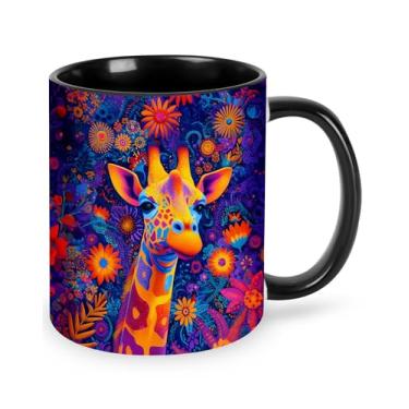 Imagem de Yrebyou Caneca de café girafa novidade caneca de café cerâmica 325 ml com alça presentes para mulheres e homens seguro para micro-ondas para casa ou escritório