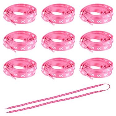 Imagem de Cranviech Cadarços para presentes de conscientização do câncer de mama 113 cm com fita rosa para corredores, caminhadas e maratonas, cordas de tênis atlético para mulheres e meninas, acessórios de