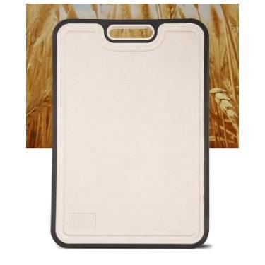 Imagem de Tábua de corte dupla face com ranhura de suco, tábua de cortar reversível antiderrapante para cozinha, material PP de fibra de trigo, extragrossa para separação de carne, legumes, alimentos crus e