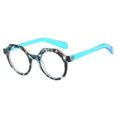 Imagem de Óculos de sol femininos de luxo, estilo polígono, retrô, redondo, masculino, para atividades ao ar livre, viagem, pesca, UV400 (flor azul transparente)