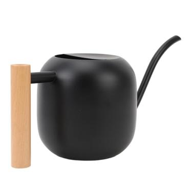 Imagem de Regador para Plantas de Interior Regador Interno de Aço Inoxidável Com Cabo de Madeira Regador Com Bico Longo para Plantas de Casa Flores Suculentas Bonsai 1,2l (Preto)