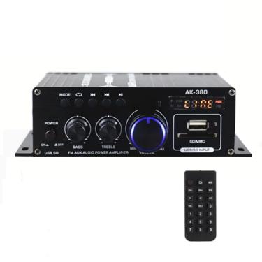 Imagem de Amplificador de Som 40W + 40W, Amplificador de Potência para Casa de Carro Com Controle Remoto, Suporte para Disco U, Cartão de Memória, Conexão BT