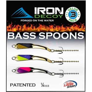 Imagem de IRON DECOY Iscas de pesca com colher de aço, fundição, trolling, jigging, gelo, lago, rio, riacho, água doce, truta, robalo, walleye, salmão, tipo de peixe, lúcio, robalo, pacote com 3