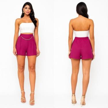 Imagem de Kit 3 Short Duna Feminino de Correntinha Com Bolso Alfaiataria Cintura