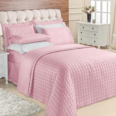 Imagem de Kit Top Line Cobre Leito Queen 180 Fios + Jogo De Lençol - 7 Peças Rosê