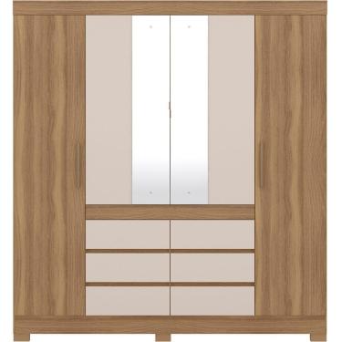 Imagem de Guarda Roupa Casal 04 Portas Com Espelho 66510 Amendola Off White Demobile Amendola Off White