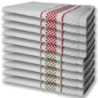 Imagem de 10 Panos De Prato Atoalhado Felpudo Premium 5 Vermelho 5 Marrom