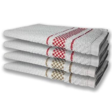 Imagem de 4 Panos De Prato Atoalhado Felpudo Premium Vermelho+marrom