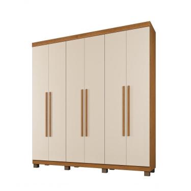 Imagem de Roupeiro Milão 6 Portas 3 Gavetas Benetil Cinamomo-off White