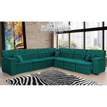 Imagem de Sofá Magno 3.77x3.97m De Canto, Retrátil E Reclinável - Verde