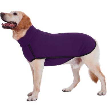 Imagem de ROZKITCH Pijama para cães grandes, colete à prova de vento, quente, frio, jaqueta, macacão, roupas para caminhadas, viagens, sono, roxo, 4GG
