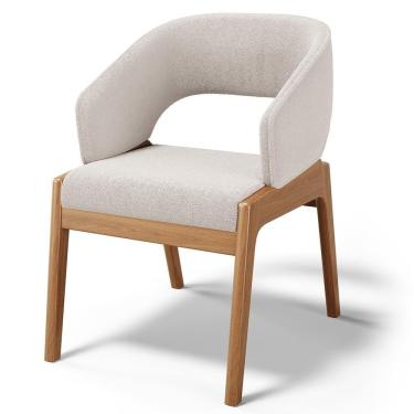 Imagem de Cadeira De Jantar E Estar Living Estofada Lince L02 Bouclê Cru