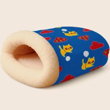 Imagem de Cama Pet，Cama para Gato Dormir，Saco de Dormir Ultramacio，Gorro Aconchegante Com Forro de PelúCia，Adequado para O Descanso do Seu Animal de EstimaçãO(NUVENS AZUL)