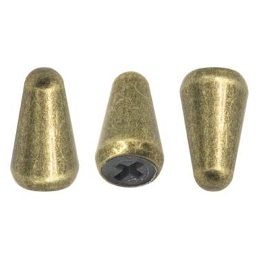 Imagem de Soundspire Pacote com 3 pontas de interruptor de captação de 5 vias de metal de latão antigo, tampa de botão de guitarra de latão para telecaster Fender Strat, peças de reposição de interruptor