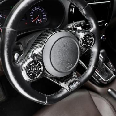 Imagem de Capa para volante de carro premium - aderência antiderrapante, design durável e elegante compatível com acessórios Kia Soul GT 2020-2025 (padrão de fibra de carbono)