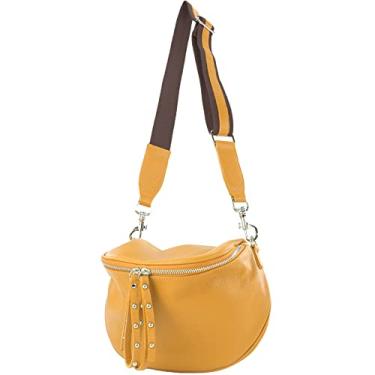 Imagem de modamoda de - T236 - Bolsa de ombro pequena feita de couro italiano, Mostarda amarela