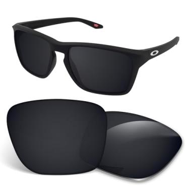 Imagem de Biyxpiv Lentes de substituição de 1,5 mm compatíveis com óculos de sol Oakley Sylas XL OO9448 60 mm, antiarranhões e resistentes a impactos, Preto escuro