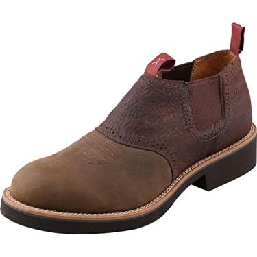 Imagem de Twisted X Botas masculinas de bico quadrado cowboy de 25,4 cm – Bota de trabalho de bico quadrado feita à mão com couro de flor integral, forro de malha de ar, sola de borracha, palmilha removível e