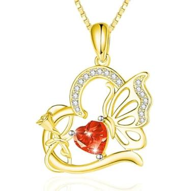 Imagem de VANAODUC Colar feminino de pedra do mês de nascimento e borboleta com pingente infinito, ouro 14 quilates/ouro branco 18K, joias de aniversário, presentes de Natal para sua mãe e esposa, Suitable for